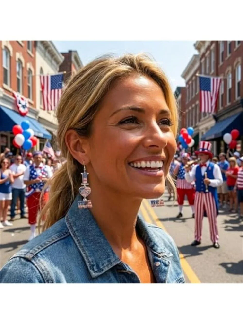 4th of July Patriotic Dangle Earrings